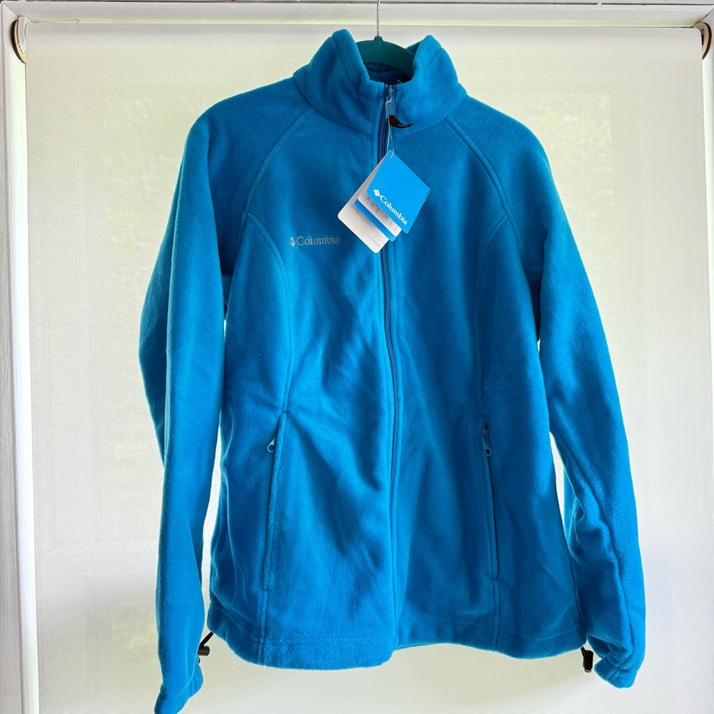 NWT Columbia Women’s Benton Springs Fleece Blue Jacket with Stand-Up Collar